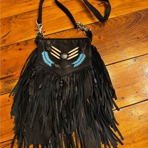 Tribe America- Black Leather Crossbody
